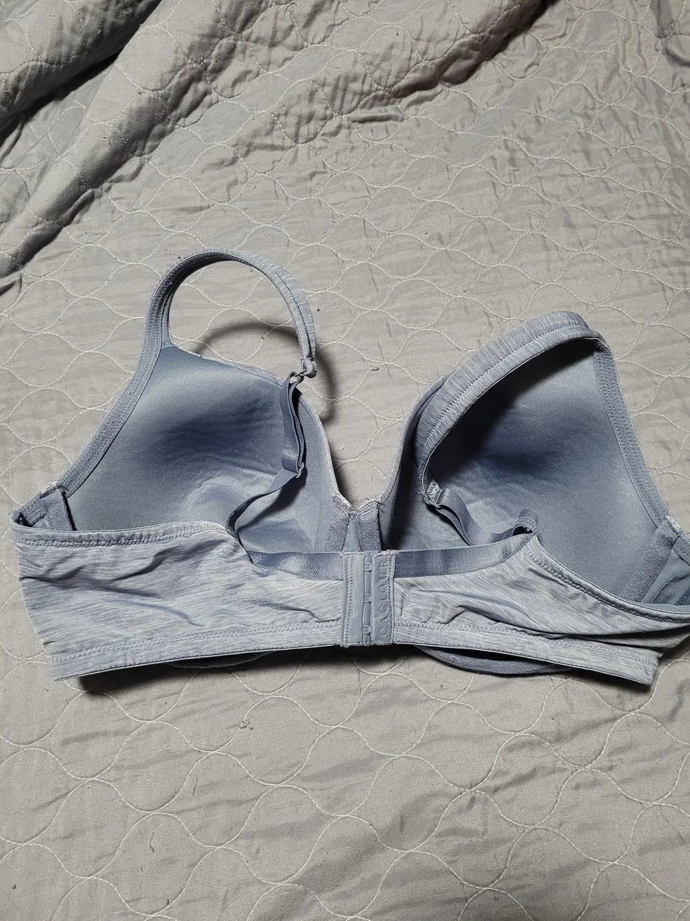 Cacique Heathered Light Blue Lace-Trim Bra 40D Lightly Lined Full Coverage